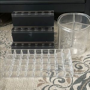 Clear and Black Makeup Organizer Set